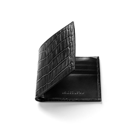 Black Croc Billfold Wallet